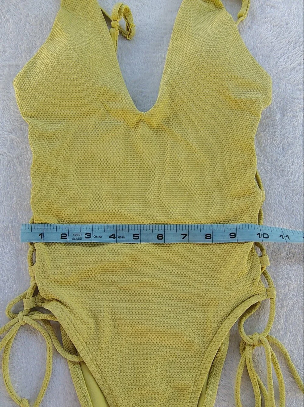aerie Textured One-Piece Swimsuit in Light Olive Green